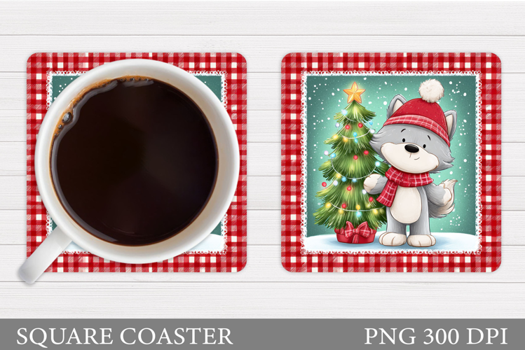 Christmas Wolf Coaster. Christmas Coaster Sublimation