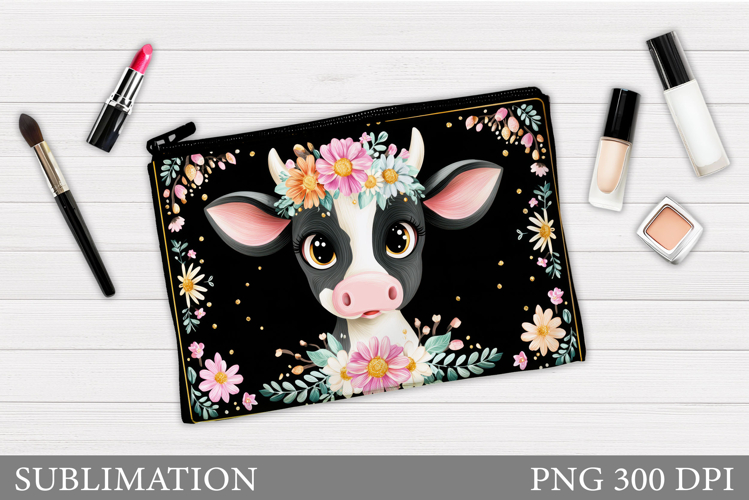 Cute Cow Makeup Bag Design. Cow Makeup Pouch Sublimation