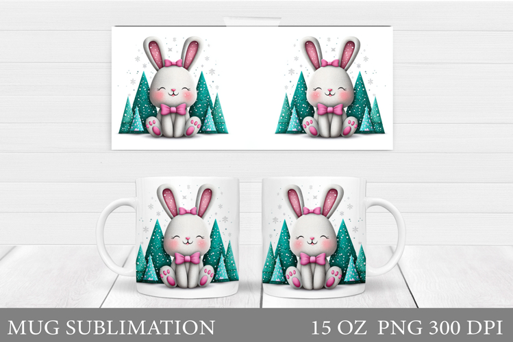 Christmas Bunny Mug Design. Christmas Mug Sublimation