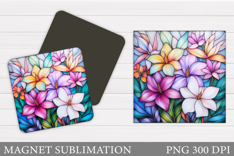Flowers Square Magnet Design. Flowers Magnet Sublimation