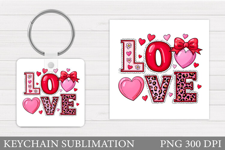 Love Keychain Design. Valentine Keychain Sublimation example image 1