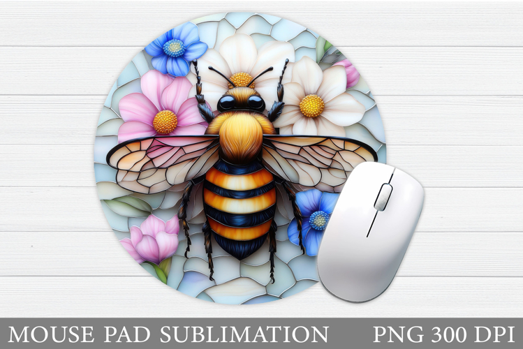 Bee Mouse Pad Design. Bee Flowers Mouse Pad Sublimation