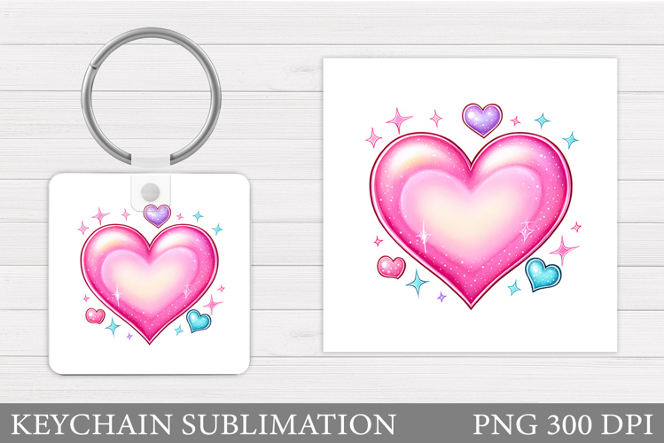Hearts Keychain Sublimation. Valentine Keychain Design