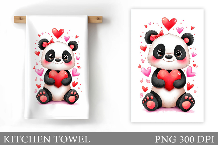 Valentines Panda Kitchen Towel. Valentines Kitchen Towel