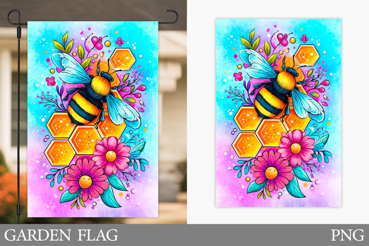 Bee Garden Flag Design. Summer Garden Flag Sublimation