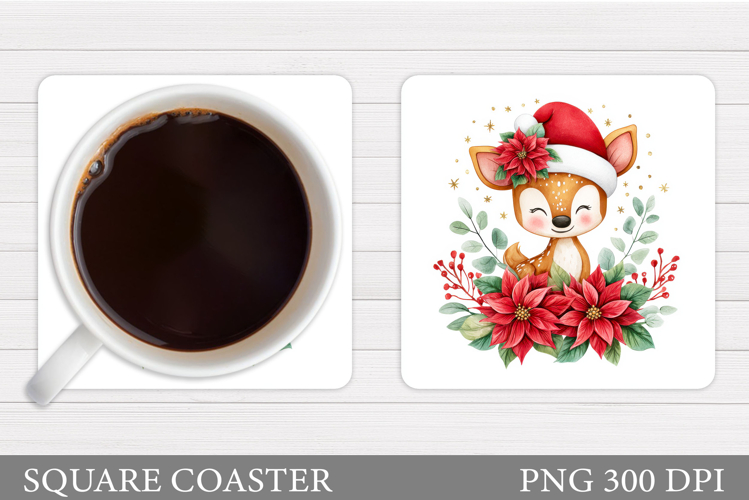 Christmas Deer Coaster Design. Christmas Coaster Sublimation