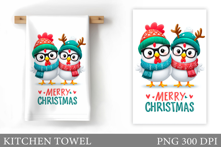 Christmas Chicken Kitchen Towel. Christmas Kitchen Towel