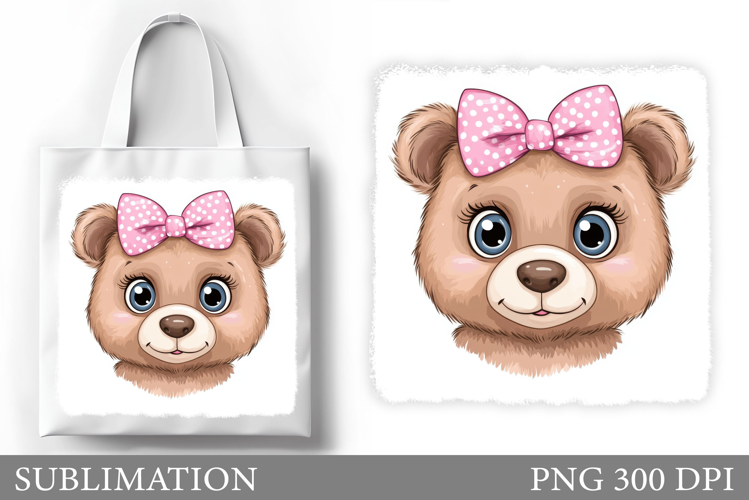 Cute Bear Tote Bag Design. Bear Sublimation