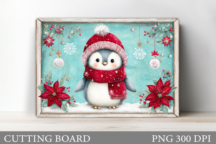 Cute Penguin Cutting Board. Christmas Cutting Board Design example image 1