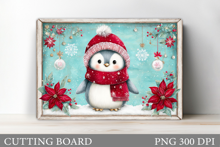 Cute Penguin Cutting Board. Christmas Cutting Board Design