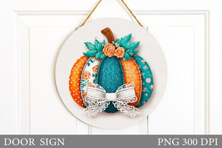Pumpkin Door Sign Sublimation. Fall Door Sign Design example image 1