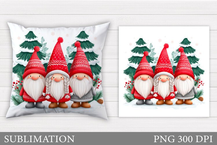 Christmas Gnome Pillow Design. Christmas Pillow Sublimation example image 1
