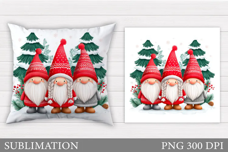 Christmas Gnome Pillow Design. Christmas Pillow Sublimation