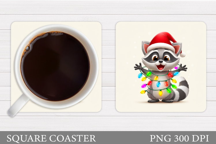 Christmas Raccoon Coaster. Christmas Coaster Sublimation