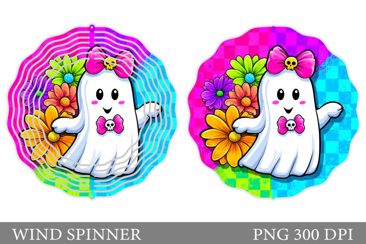 Cute Ghost Wind Spinner Design. Cute Halloween Wind Spinner example image 1