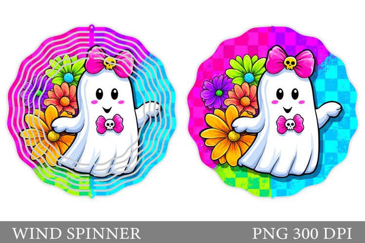 Cute Ghost Wind Spinner Design. Cute Halloween Wind Spinner