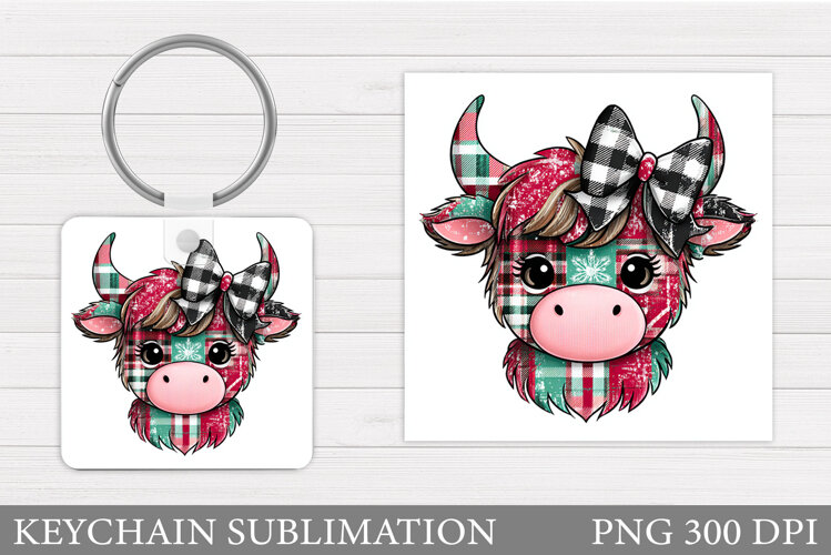 Christmas Cow Keychain. Christmas Keychain Design example image 1