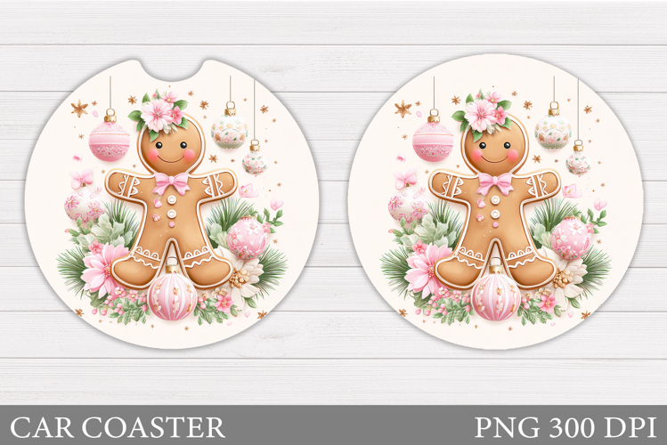 Gingerbread Car Coaster. Christmas Car Coaster Sublimation