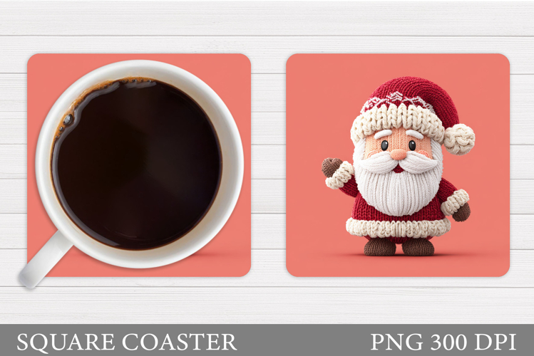Cute Santa Coaster Sublimation. Santa Claus Coaster Design
