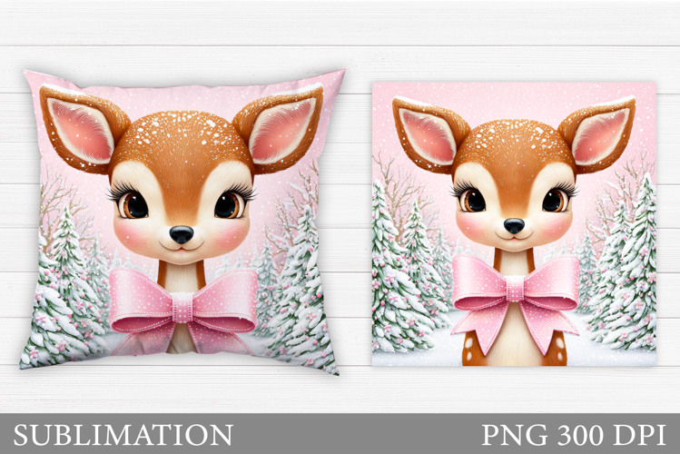 Christmas Deer Pillow Design. Christmas Pillow Sublimation
