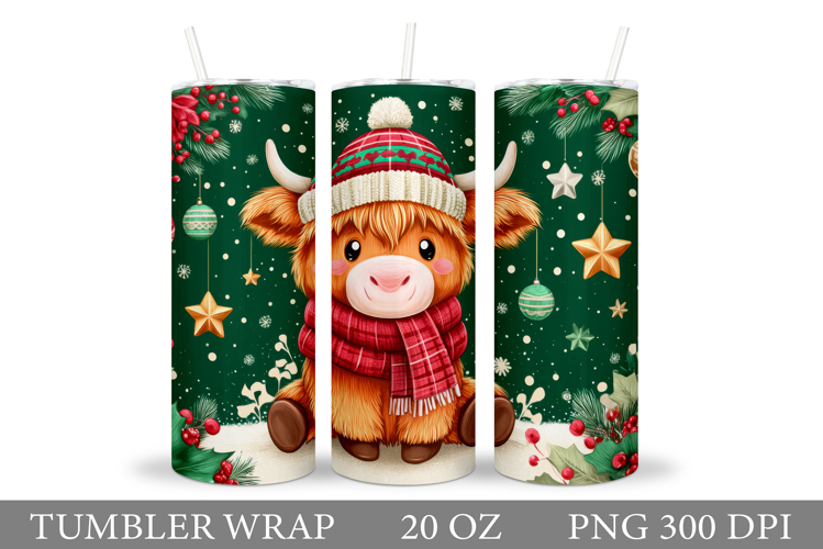 Christmas Cow Tumbler Design. Christmas Tumbler Sublimation