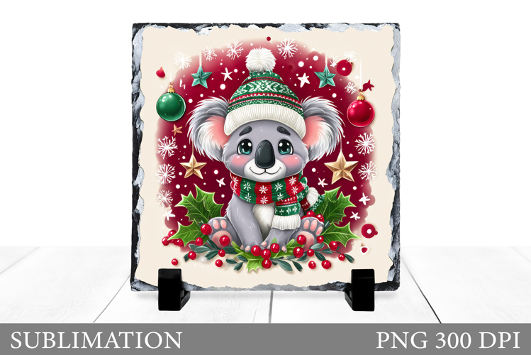 Christmas Koala Sublimation. Christmas Koala Slate Design