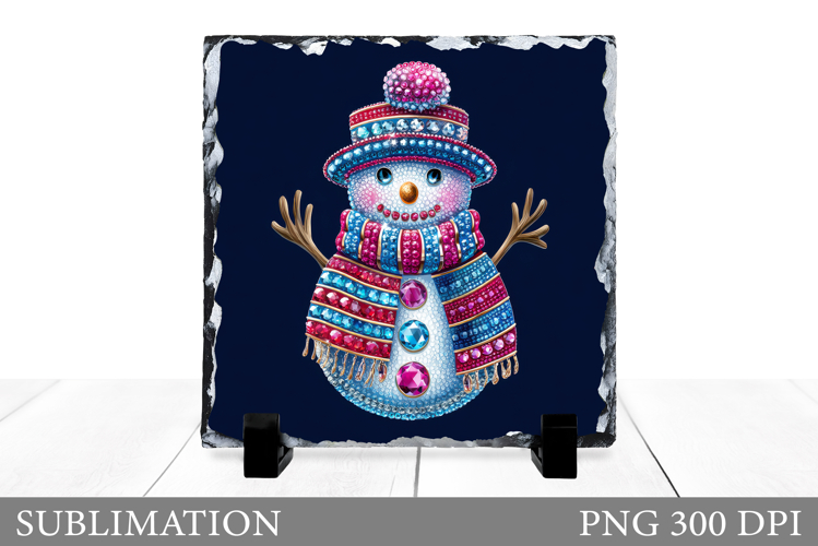 Sparkling Snowman Slate Design. Cute Snowman Sublimation