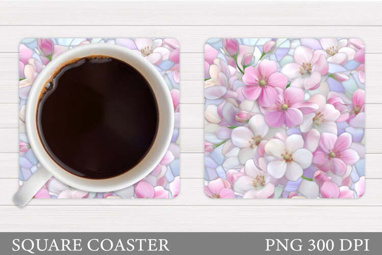 Flowers Coaster Sublimation. Floral Coaster Design example image 1