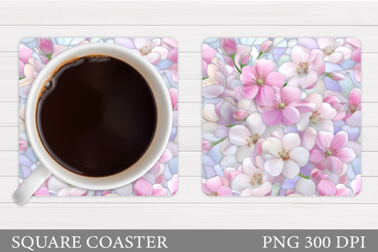 Flowers Coaster Sublimation. Floral Coaster Design