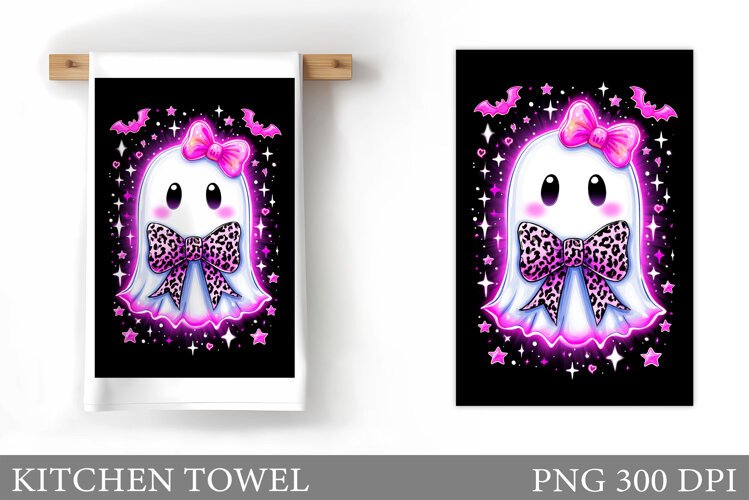 Ghost Kitchen Towel. Halloween Kitchen Towel Design example image 1