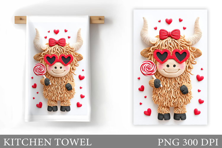 Valentines Cow Kitchen Towel. Valentine Kitchen Towel Design
