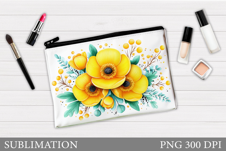 Flowers Makeup Bag Design. Flowers Cosmetics Bag Sublimation