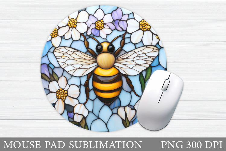 Bee Mouse Pad Design. Bee Flowers Mouse Pad Sublimation