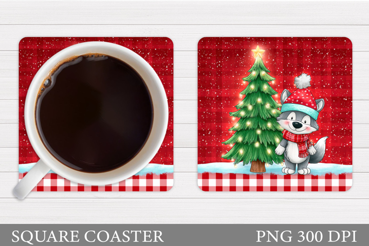Christmas Wolf Coaster. Christmas Coaster Sublimation