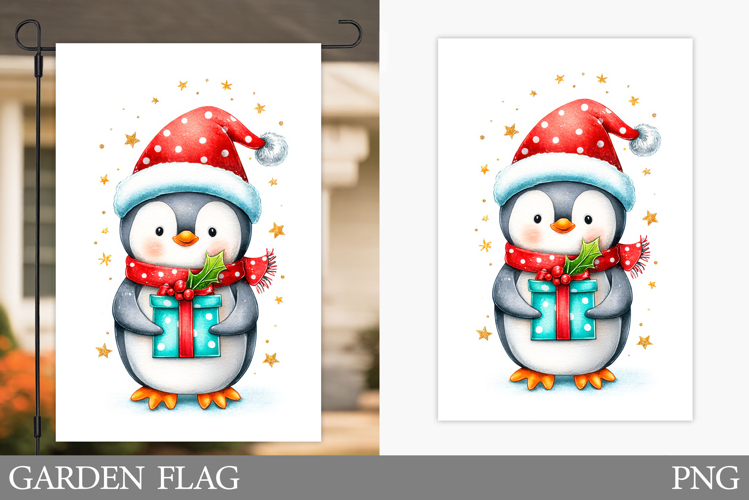 Penguin Garden Flag. Christmas Garden Flag Sublimation