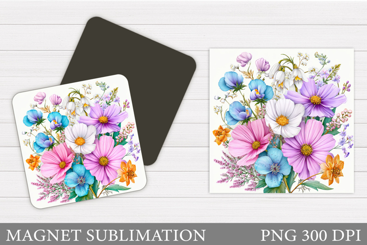 Wildflowers Magnet Design. Flowers Magnet Sublimation