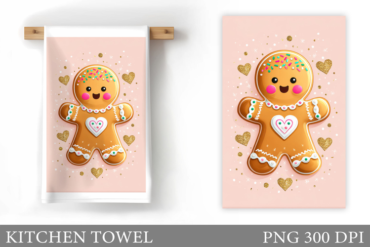 Gingerbread Kitchen Towel. Christmas Kitchen Towel Design