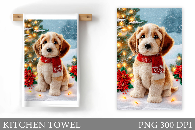 Christmas Dog Kitchen Towel. Christmas Kitchen Towel Design