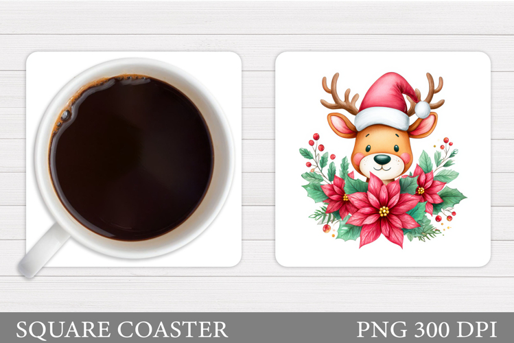 Christmas Deer Coaster Sublimation. Christmas Coaster Design