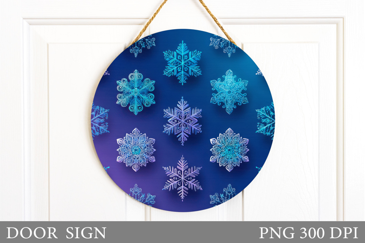 Snowflakes Door Sign Design. Christmas Door Sign Sublimation