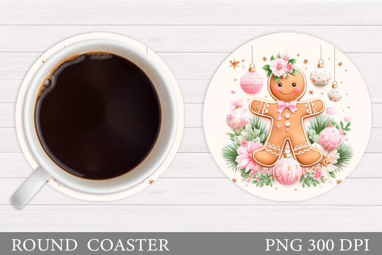 Gingerbread Coaster Design. Christmas Coaster Sublimation example image 1