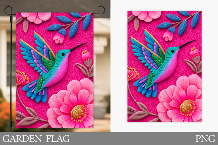 Hummingbird Garden Flag. Bird Garden Flag Sublimation
