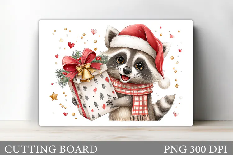 Christmas Raccoon Cutting Board. Christmas Cutting Board