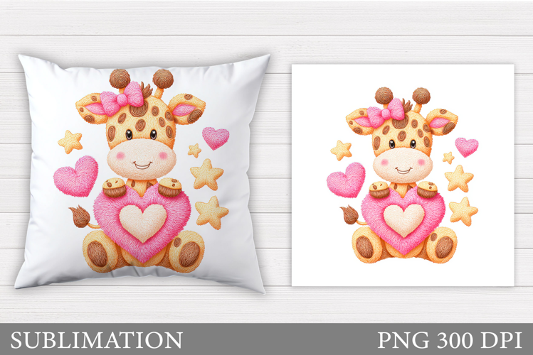 Valentines Giraffe Pillow. Valentines Pillow Sublimation