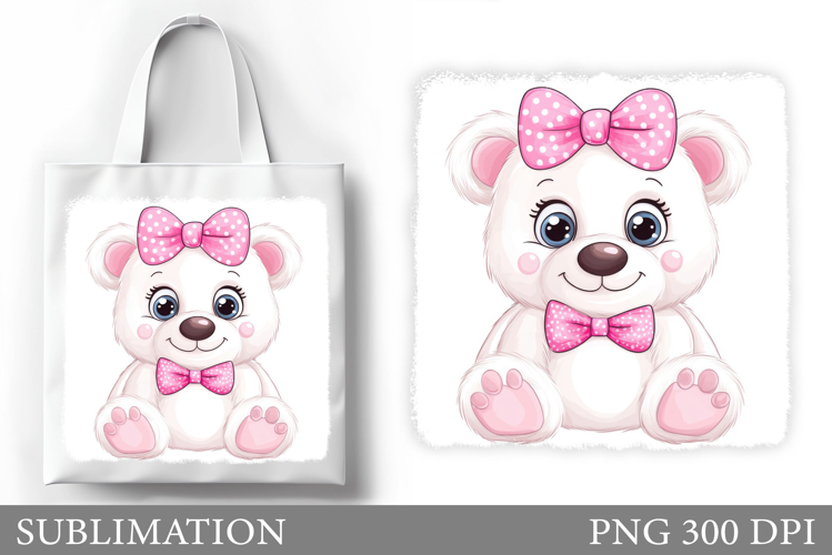 Cute Bear Tote Bag Design. Bear Sublimation