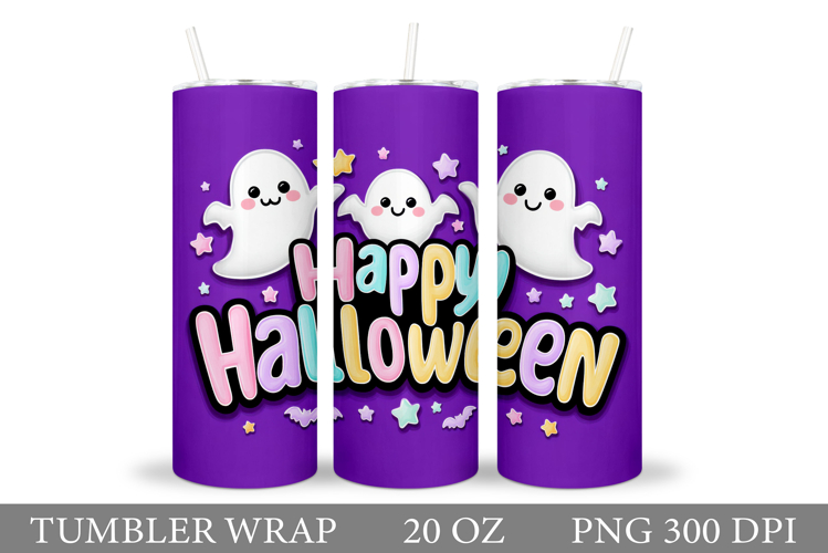 Cute Halloween Pumpkin Tumbler. Cute Ghost Tumbler Design