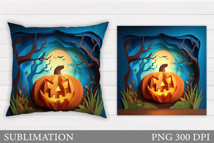 Halloween Pumpkin Pillow. Halloween Pillow Sublimation example image 1