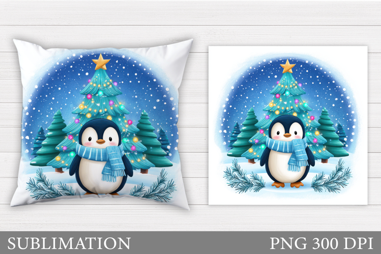 Christmas Penguin Pillow. Christmas Pillow Design