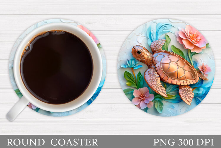Sea Turtle Coaster Design. Turtle Coaster Sublimation example image 1