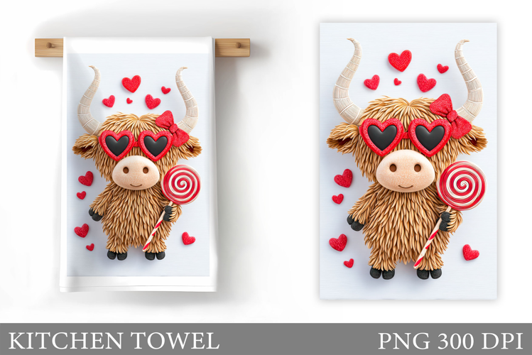 Valentines Cow Kitchen Towel. Valentine Kitchen Towel Design